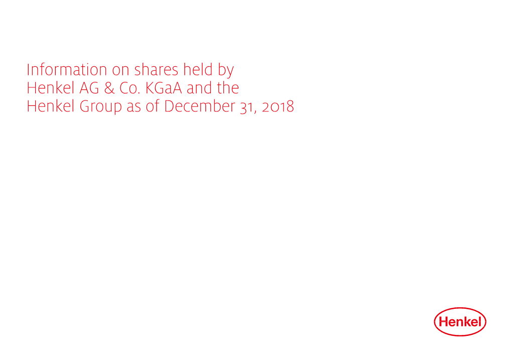 Information on Shares Held by Henkel AG & Co. Kgaa and the Henkel