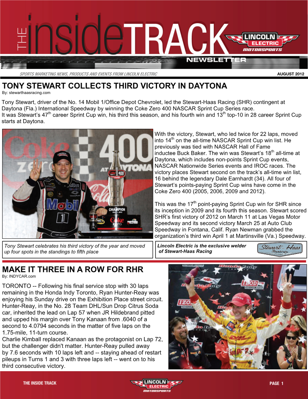 Tony Stewart Collects Third Victory in Daytona Make It