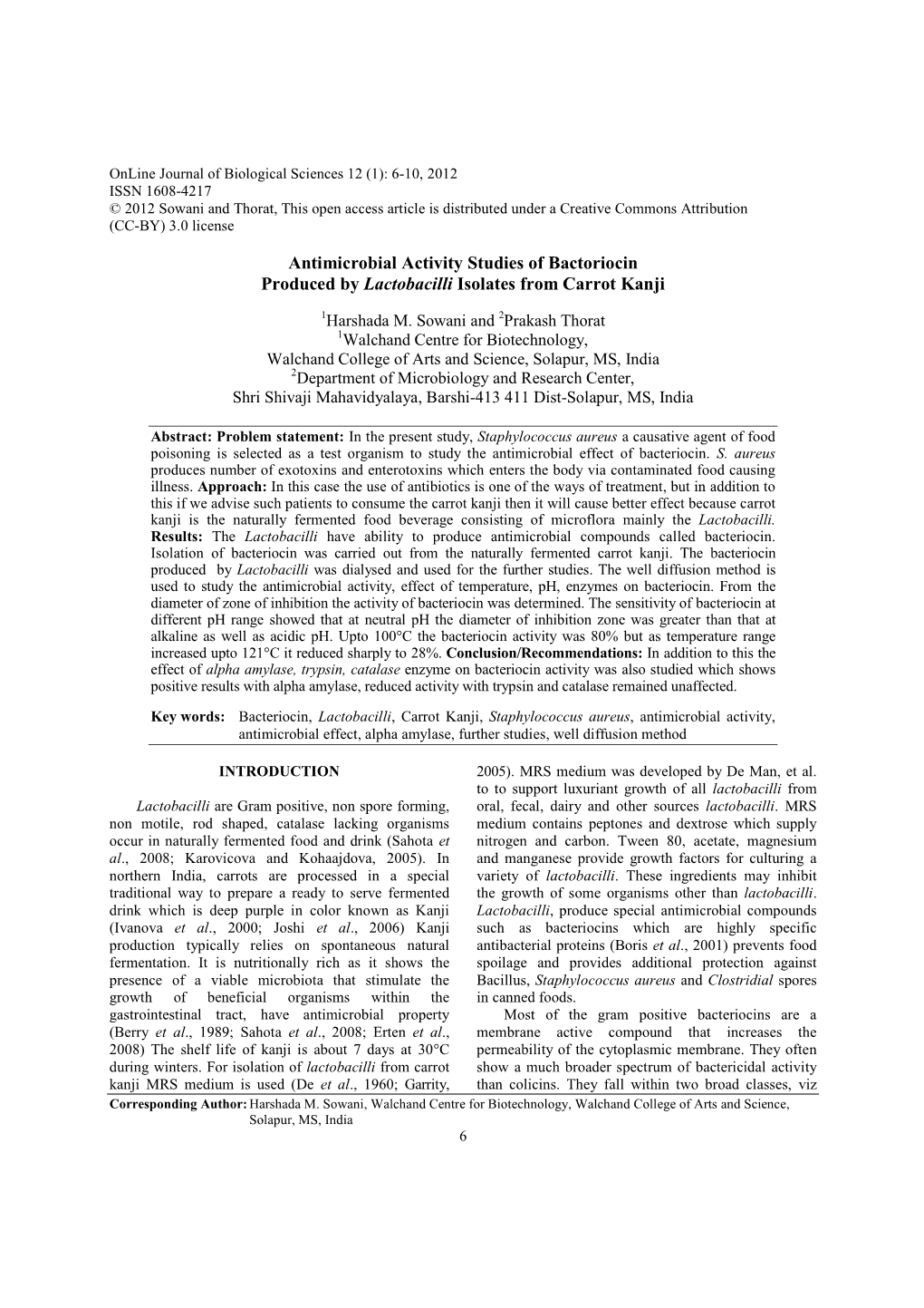 Antimicrobial Activity Studies of Bactoriocin Produced by Lactobacilli Isolates from Carrot Kanji