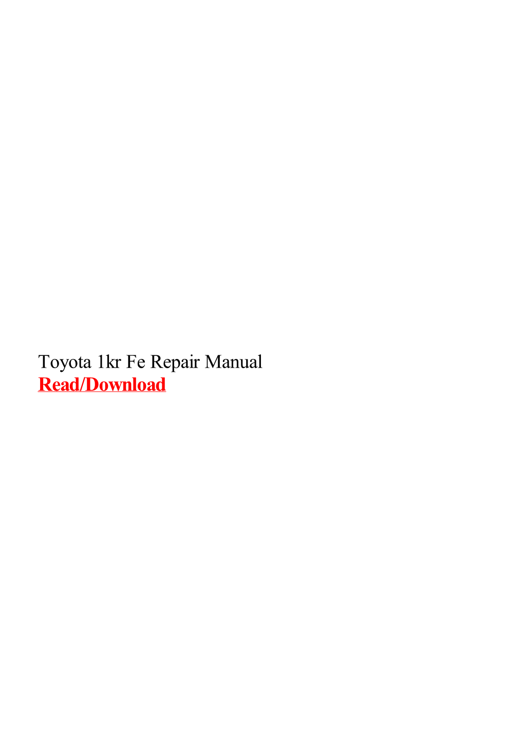 Toyota 1Kr Fe Repair Manual.Pdf