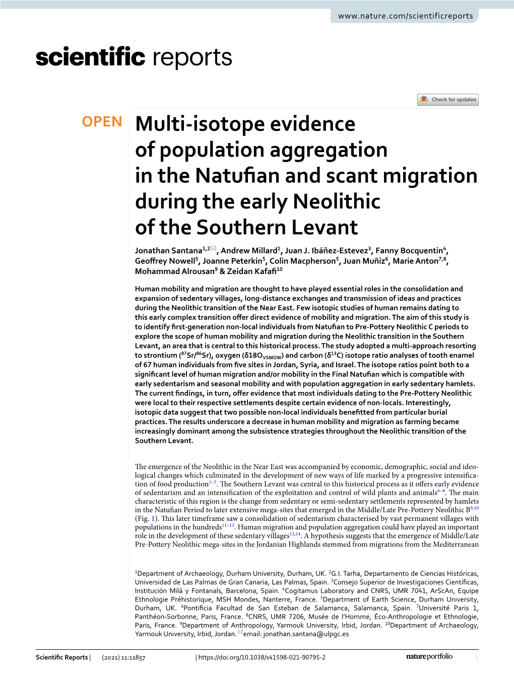 Multi-Isotope Evidence of Population Aggregation in the Natufian And