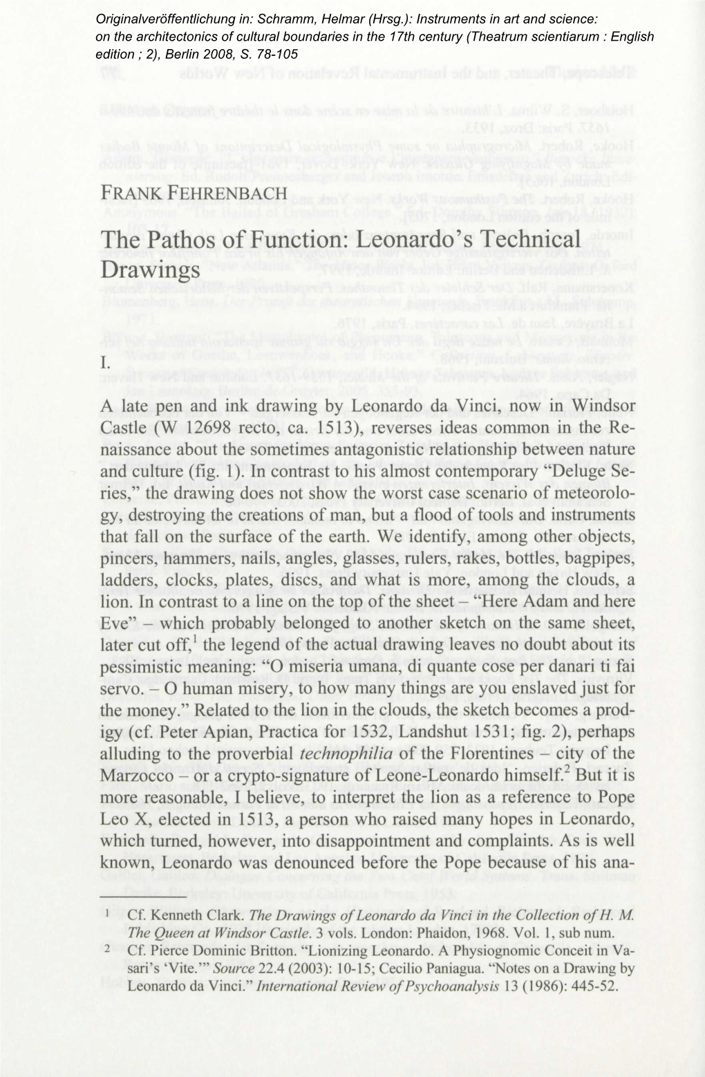 The Pathos of Function: Leonardo's Technical Drawings