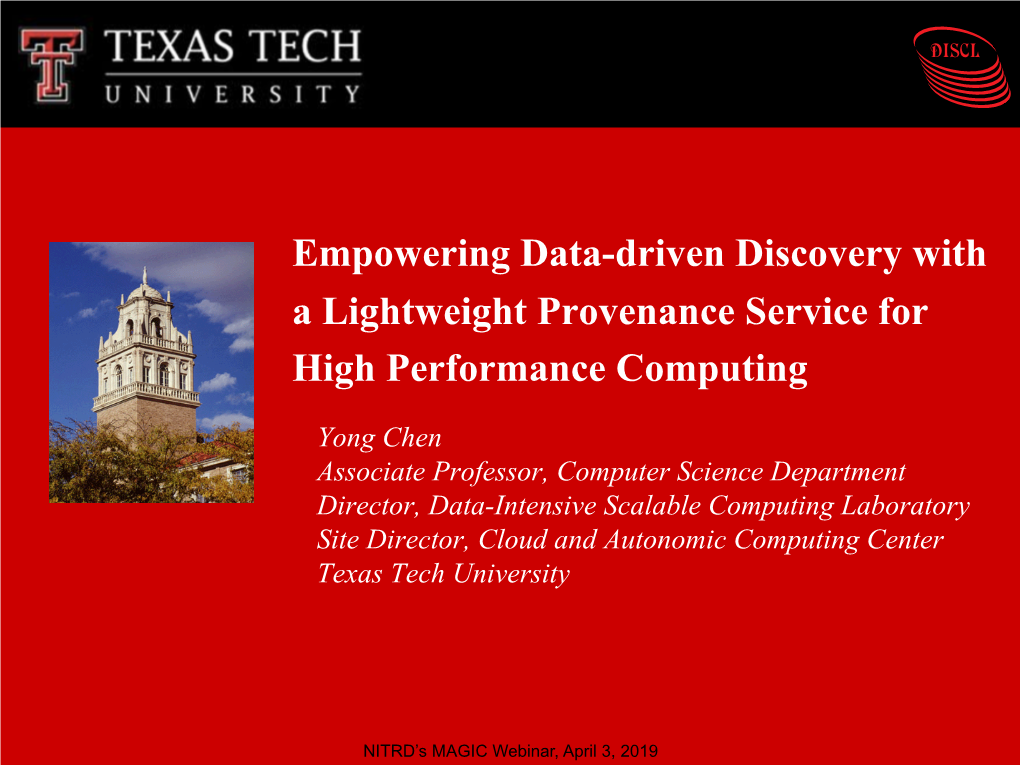 Empowering Data-Driven Discovery with a Lightweight Provenance Service for High Performance Computing