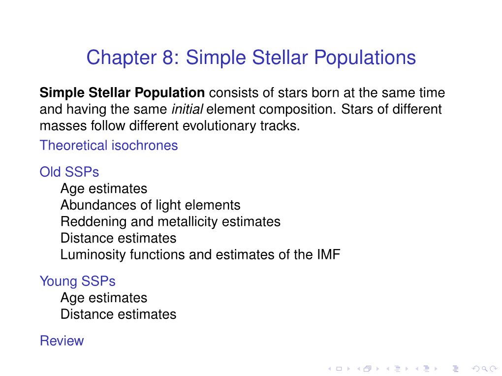 Chapter 8: Simple Stellar Populations