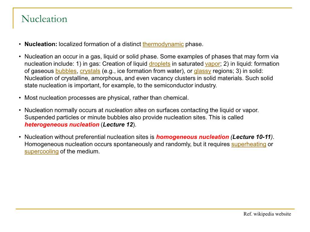 About Nucleation