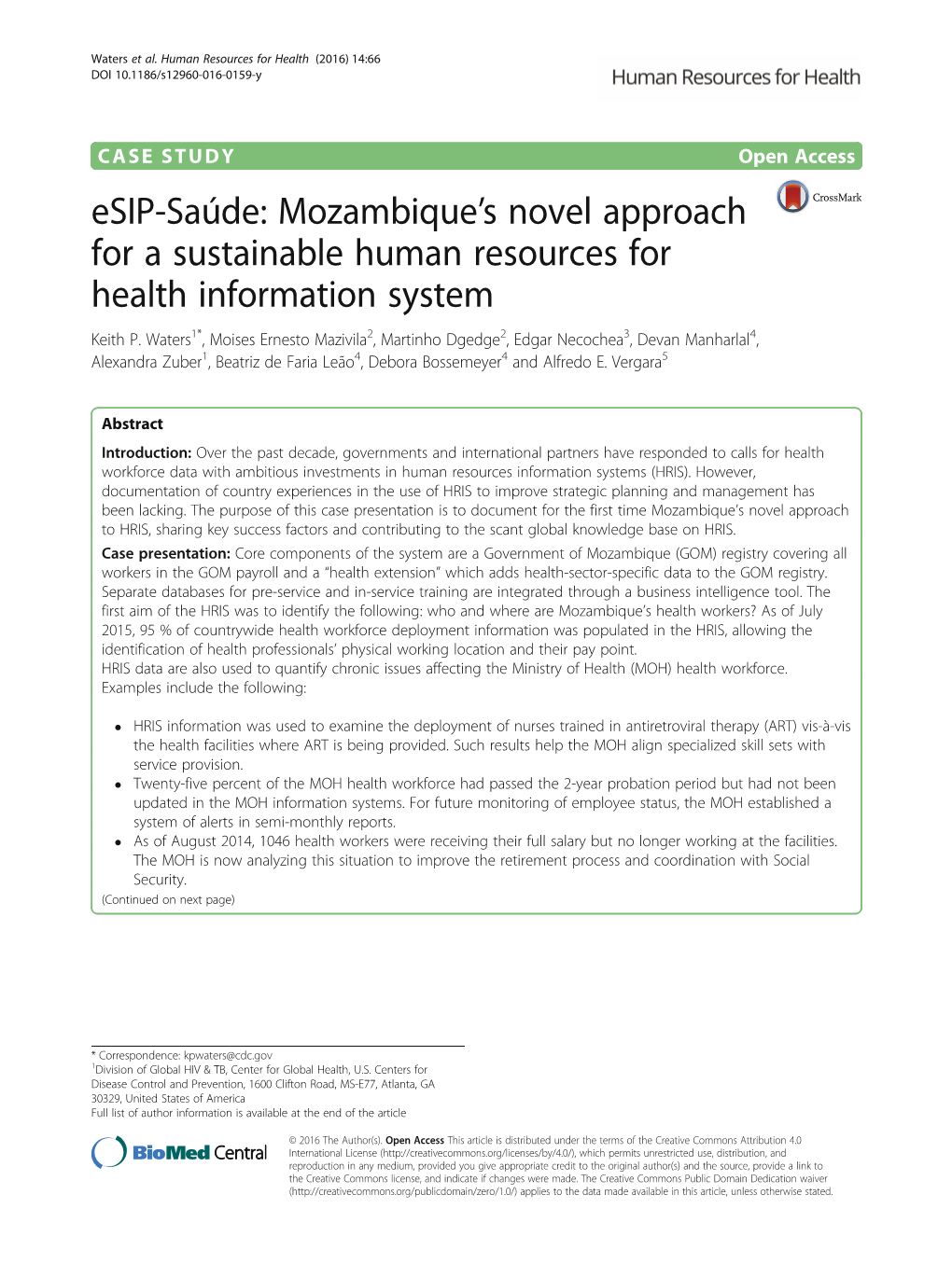 Esip-Saúde: Mozambique's Novel Approach for a Sustainable Human