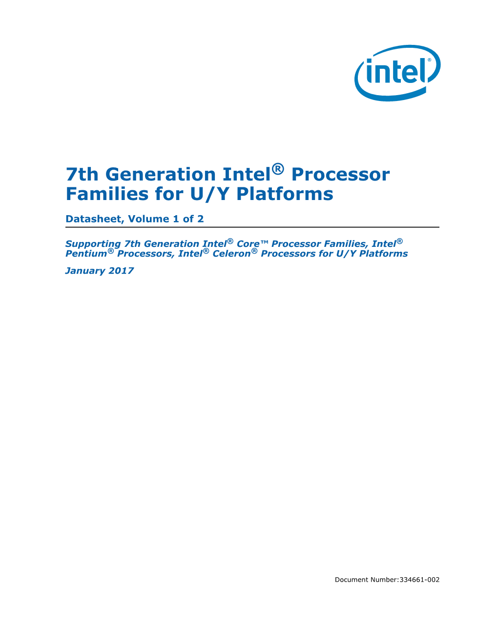 7Th Gen Intel® Core™ Processor U/Y-Platforms