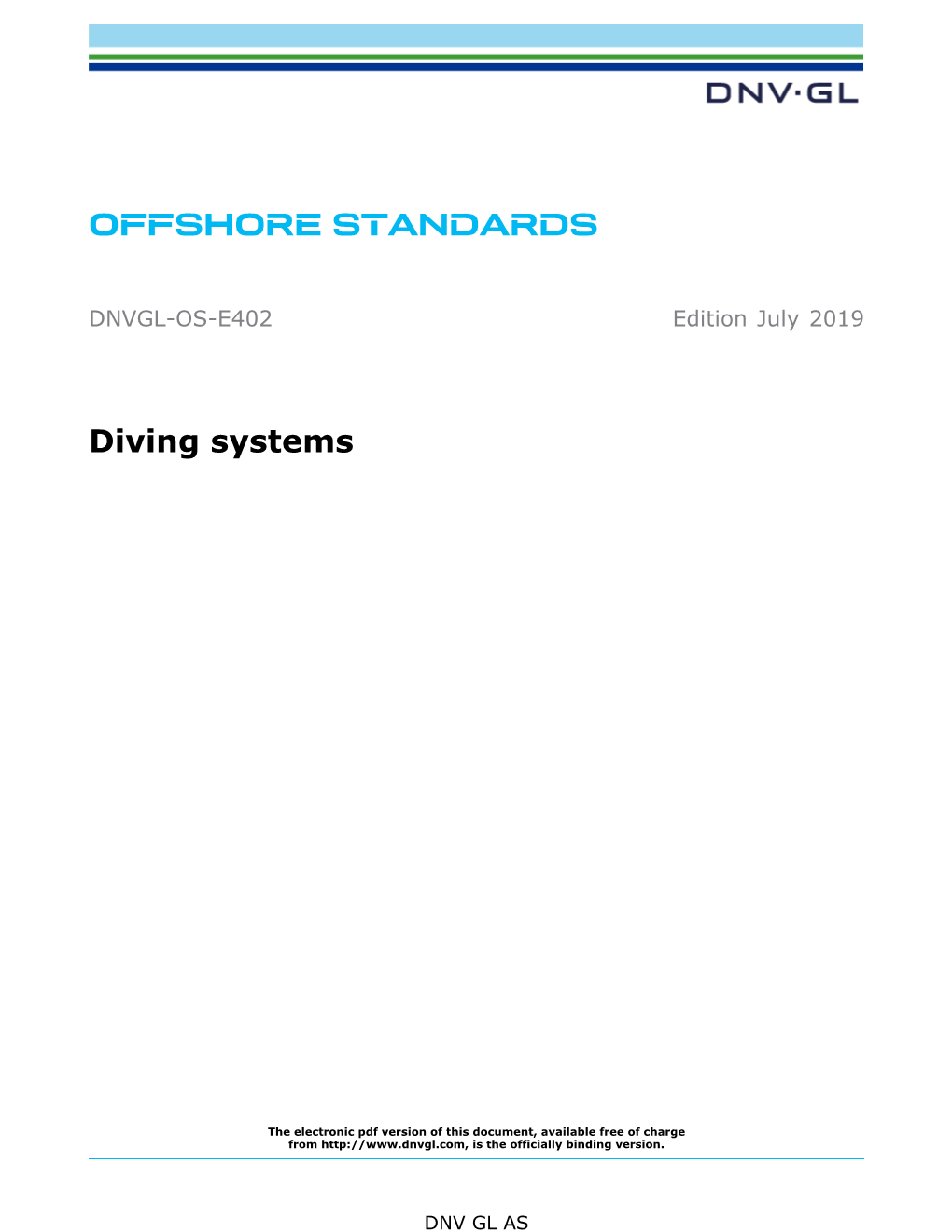 DNVGL-OS-E402 Diving Systems