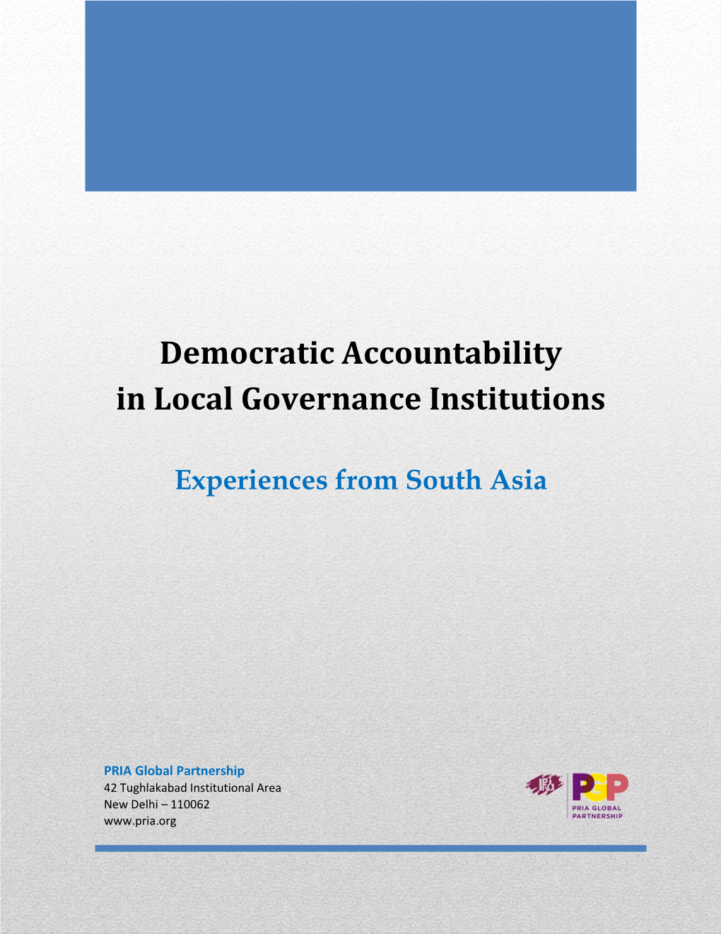 Democratic Accountability in South Asia