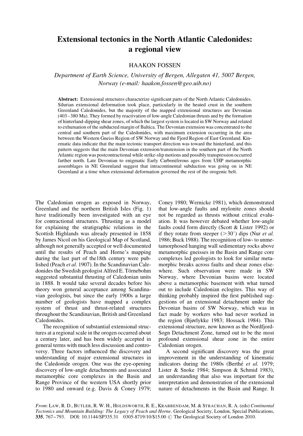 Extensional Tectonics in the North Atlantic Caledonides: a Regional View