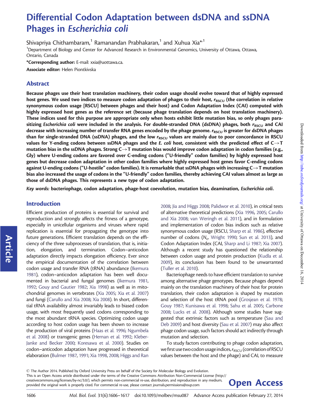 Article Differential Codon Adaptation