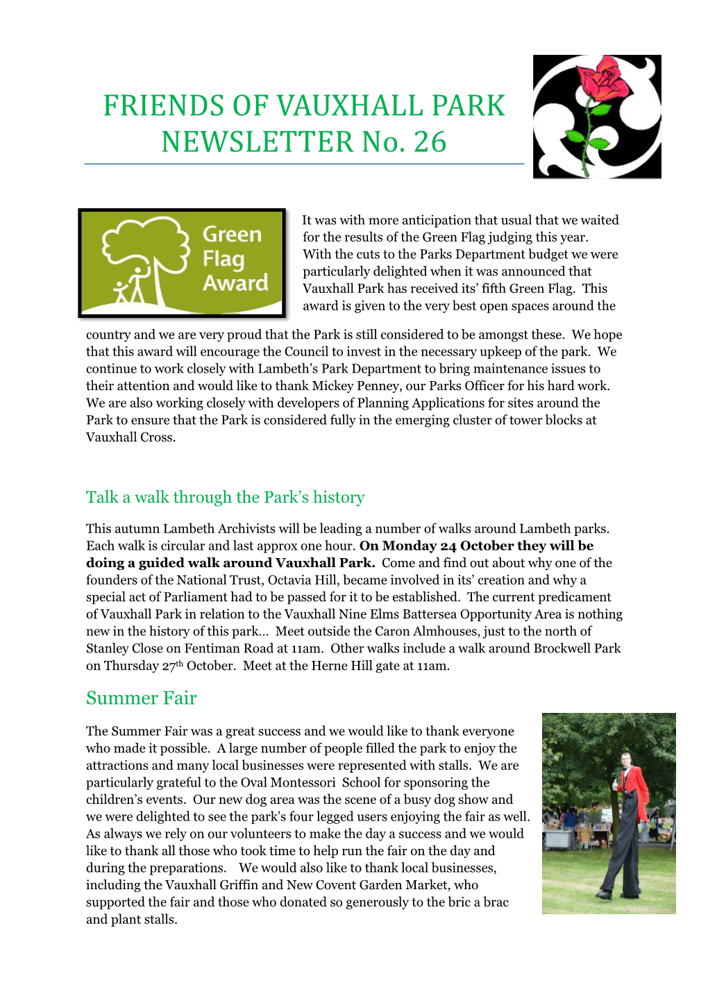 Newsletter 26 – Summer 2011