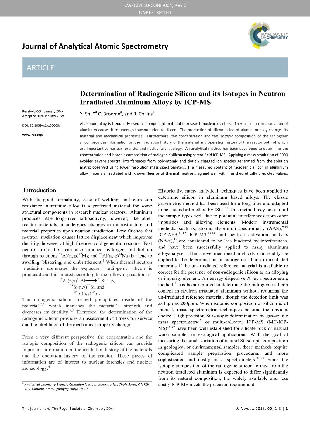 Journal of Analytical Atomic Spectrometry ARTICLE