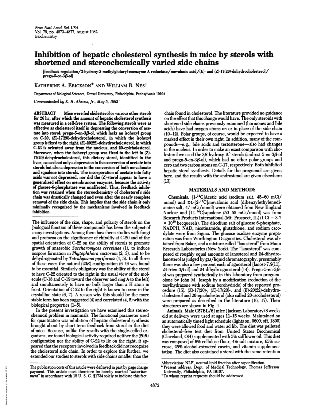 Inhibition of Hepatic Cholesterol Synthesis