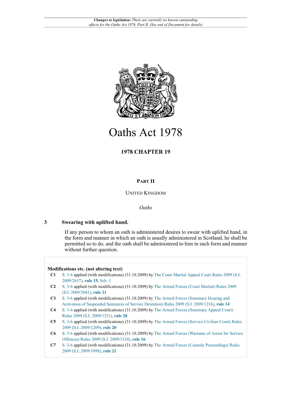 Oaths Act 1978, Part II