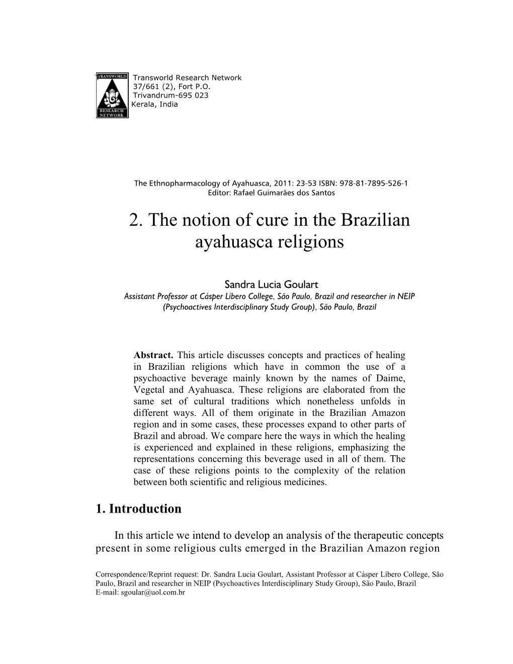 2. the Notion of Cure in the Brazilian Ayahuasca Religions