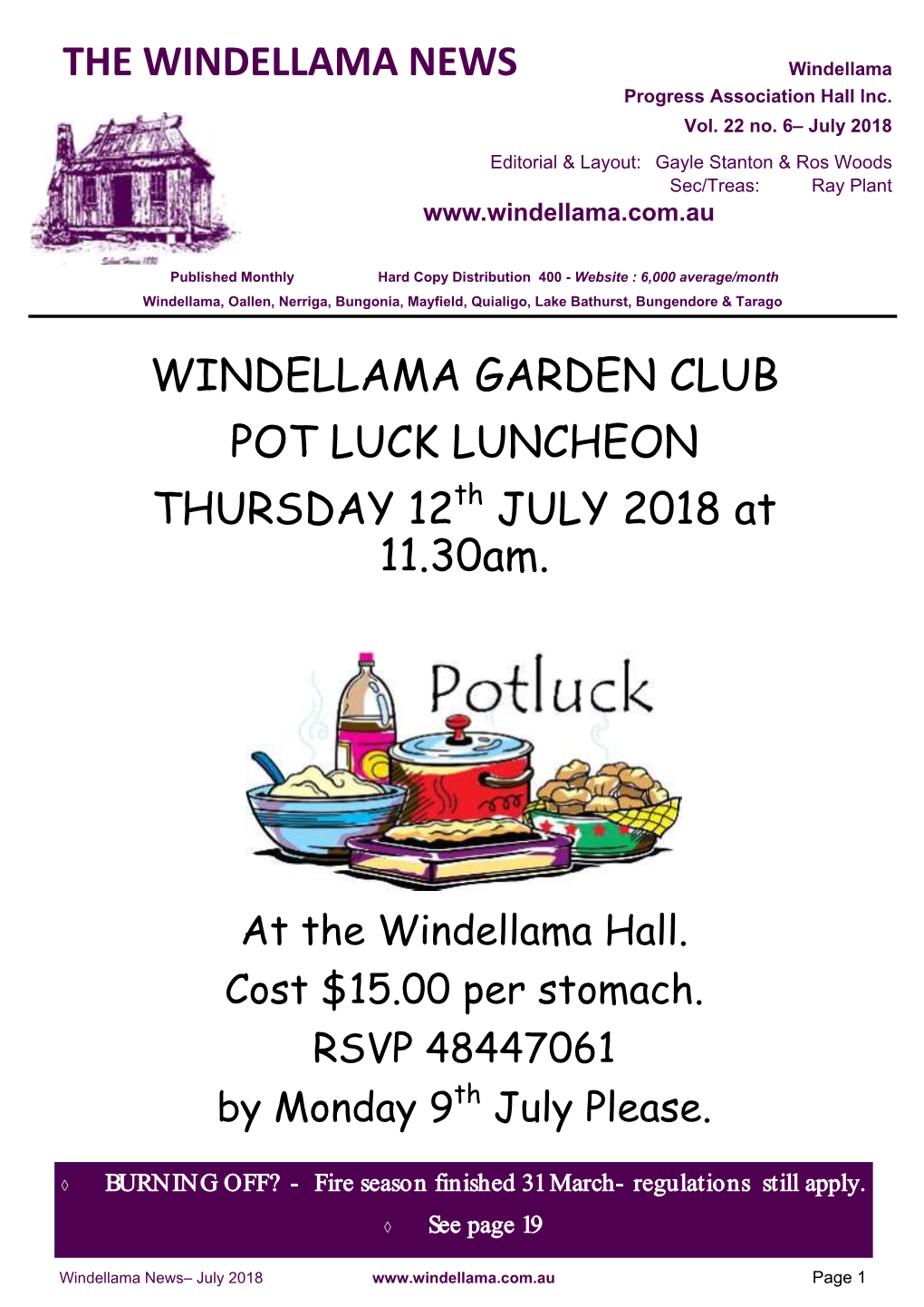 THE WINDELLAMA NEWS Windellama Progress Association Hall Lnc