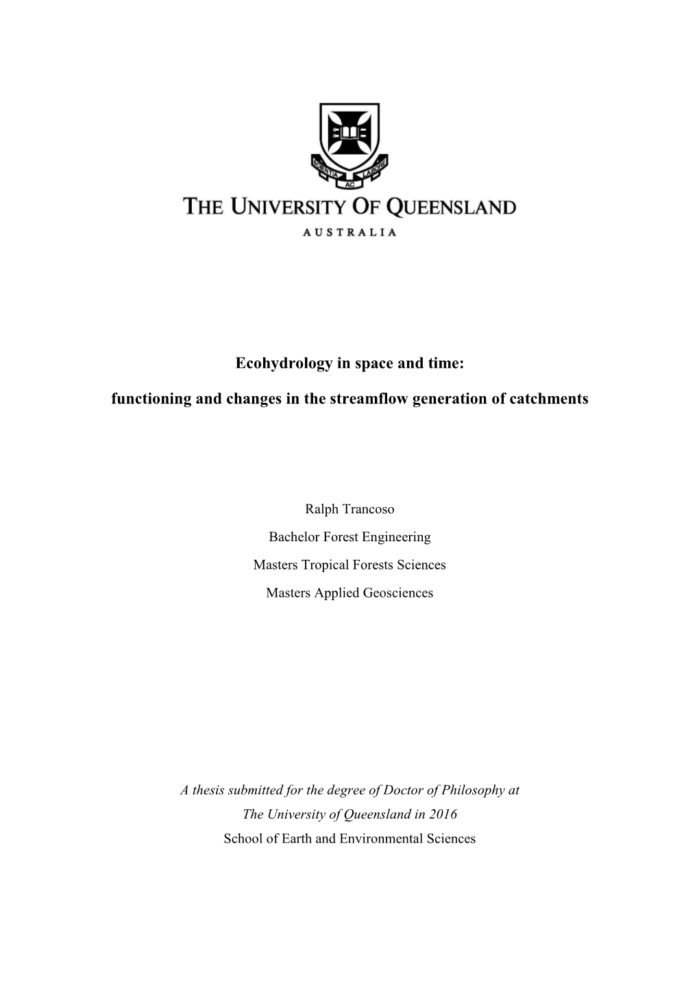 Functioning and Changes in the Streamflow Generation of Catchments