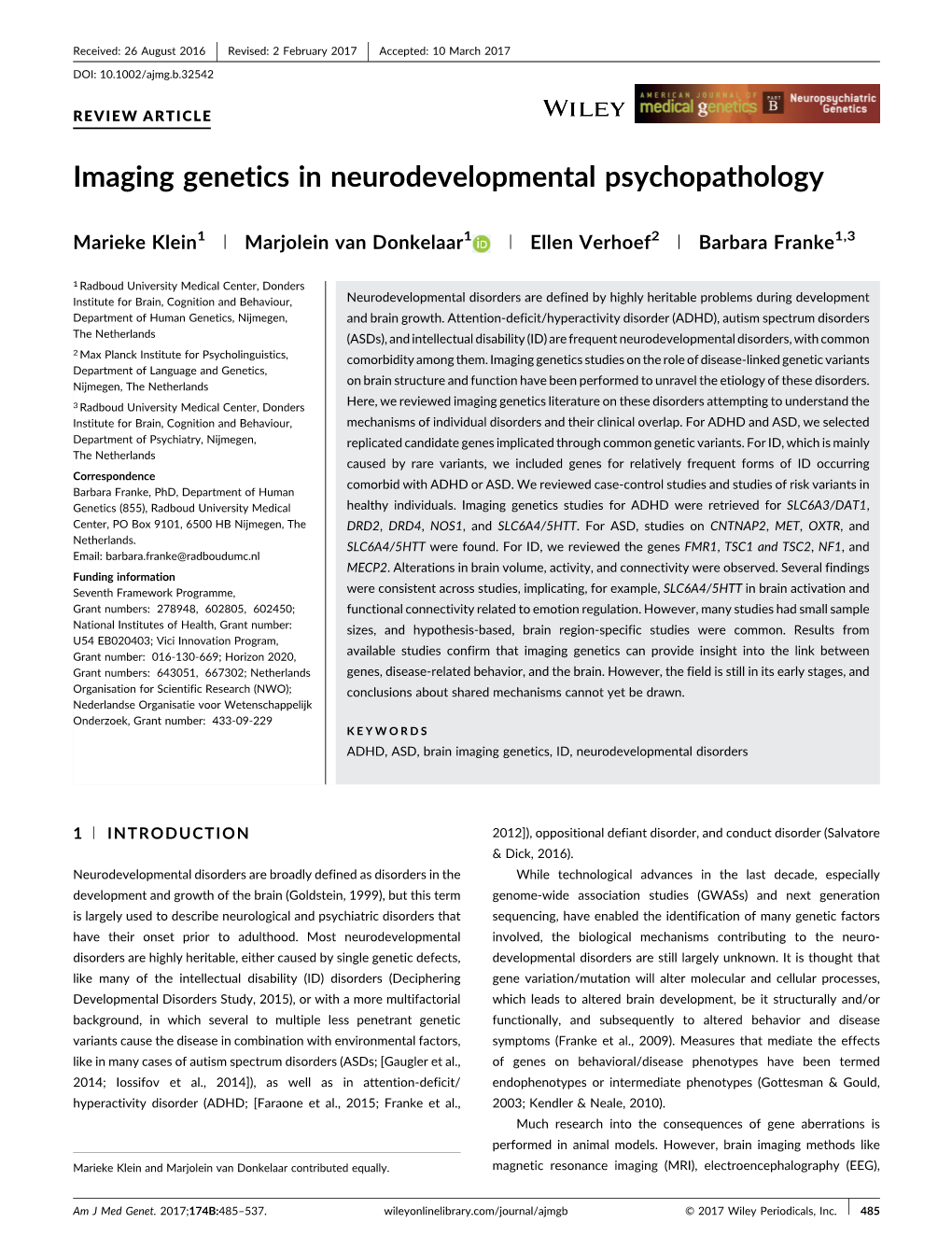Imaging Genetics in Neurodevelopmental Psychopathology