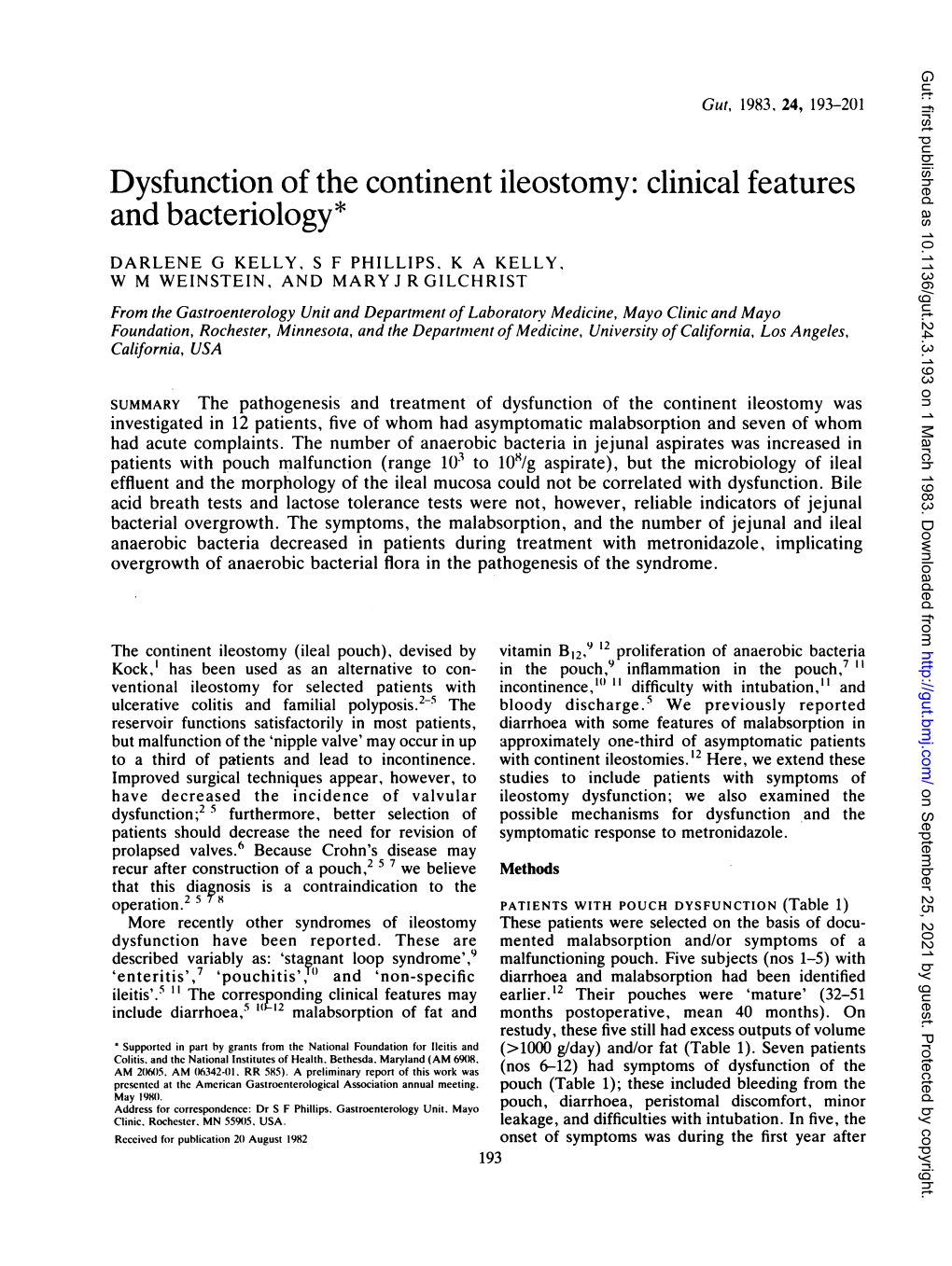 Dysfunction of the Continent Ileostomy: Clinical Features and Bacteriology*