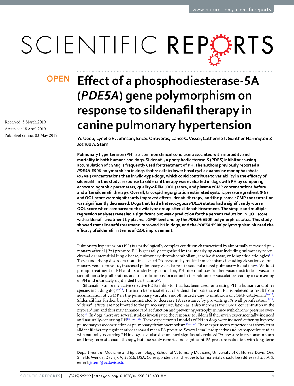 Gene Polymorphism on Response to Sildenafil Therapy In