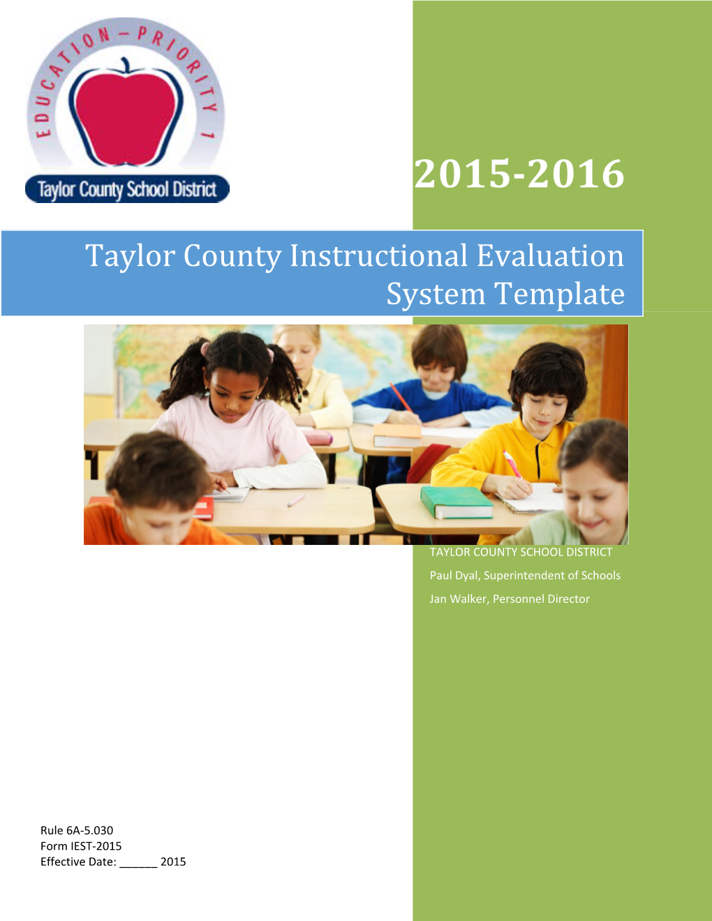 Taylor County Instructional Evaluation System Template