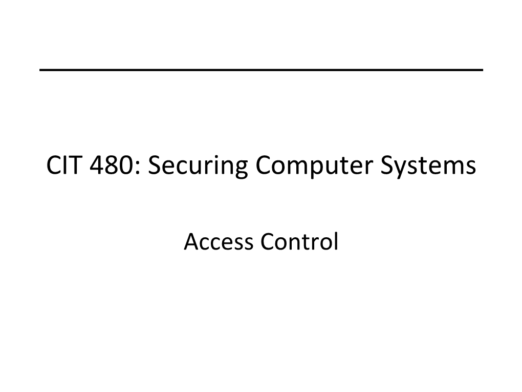 Access Control Topics