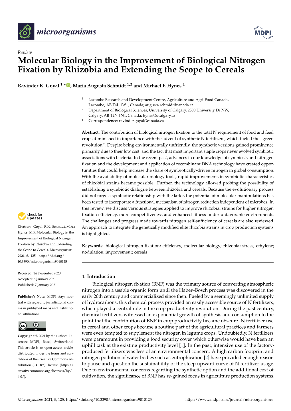 Molecular Biology in the Improvement of Biological Nitrogen Fixation by Rhizobia and Extending the Scope to Cereals