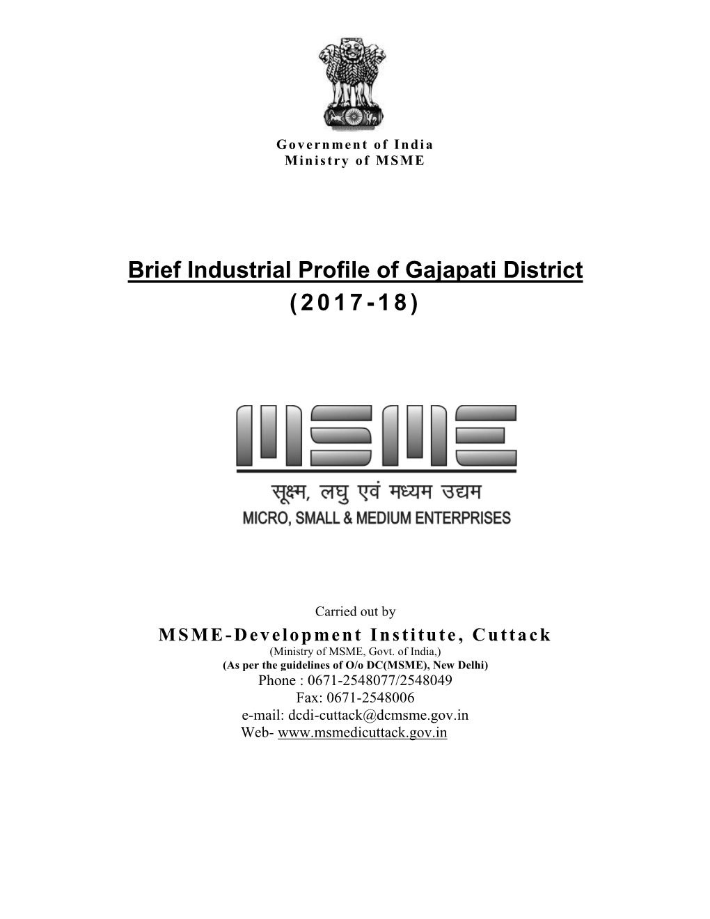 Brief Industrial Profile of Gajapati District (2017-18)