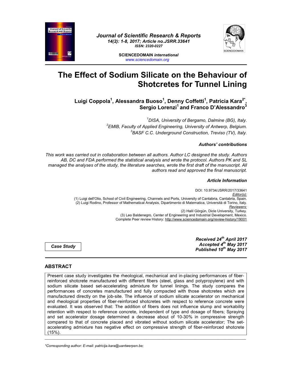 The Effect of Sodium Silicate on the Behaviour of Shotcretes for Tunnel Lining