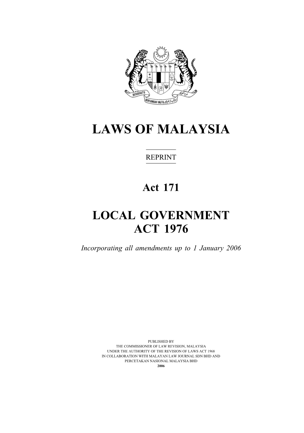 Act 171 LOCAL GOVERNMENT ACT 1976