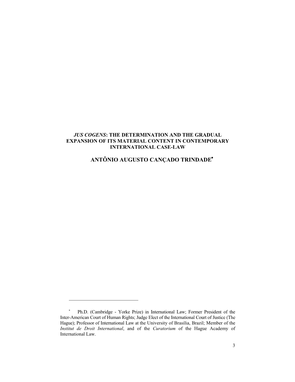 Jus Cogens: the Determination and the Gradual Expansion of Its Material Content in Contemporary International Case-Law