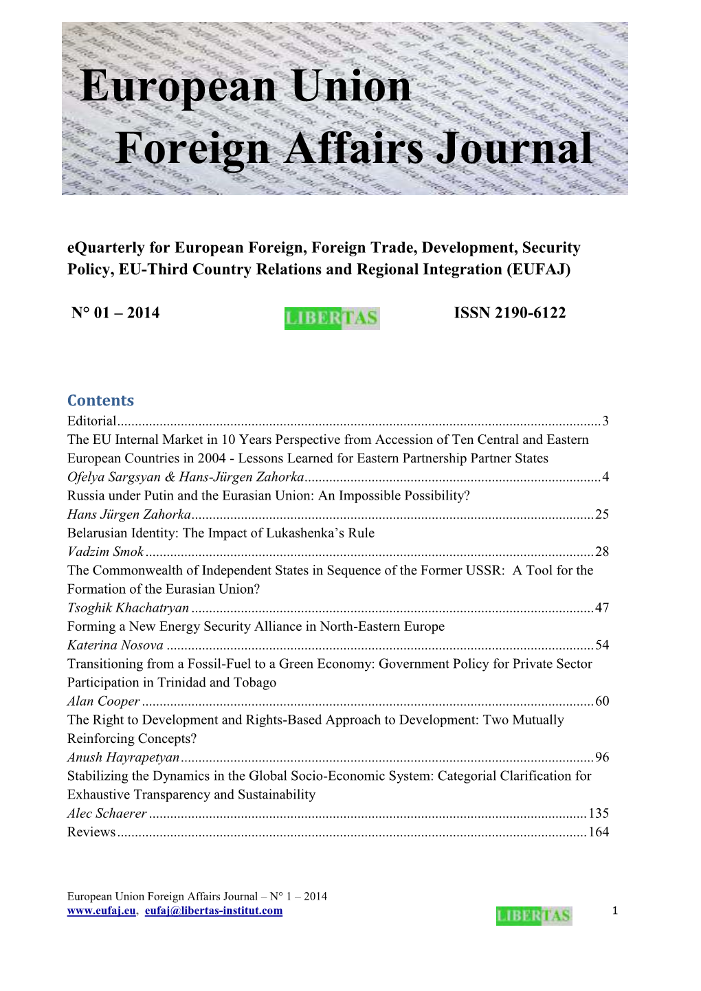 European Union Foreign Affairs Journal