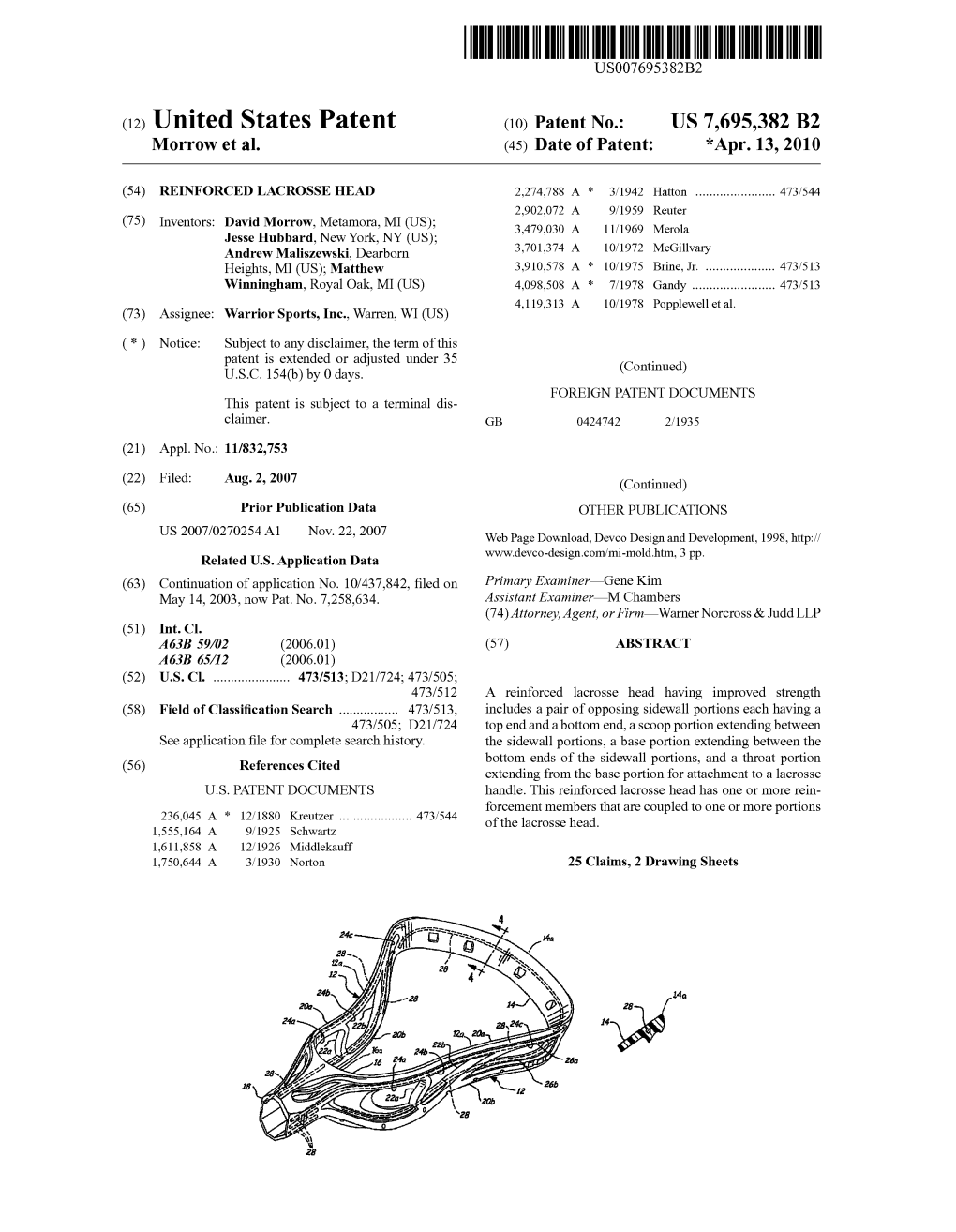 (12) United States Patent (10) Patent No.: US 7,695,382 B2 Morrow Et Al