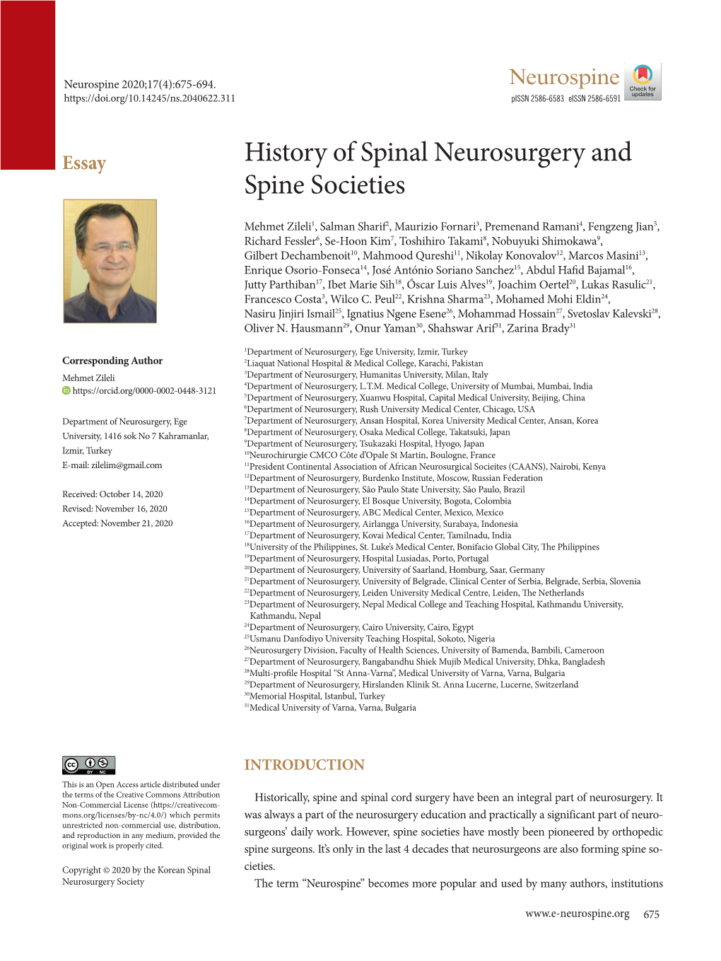 History of Spinal Neurosurgery and Spine Societies