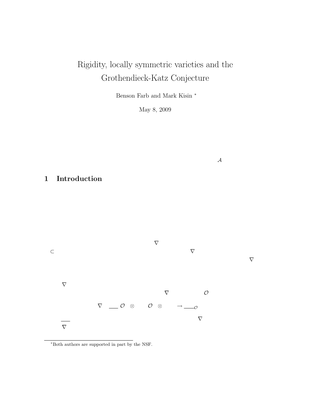 Rigidity, Locally Symmetric Varieties and the Grothendieck-Katz Conjecture