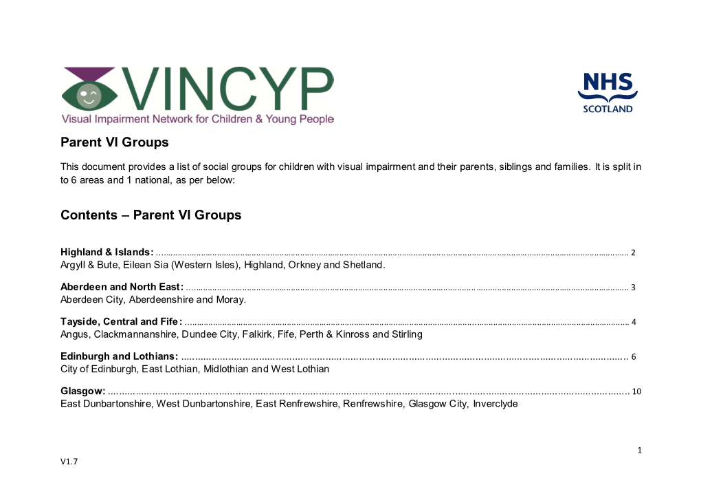 Parent VI Groups Contents