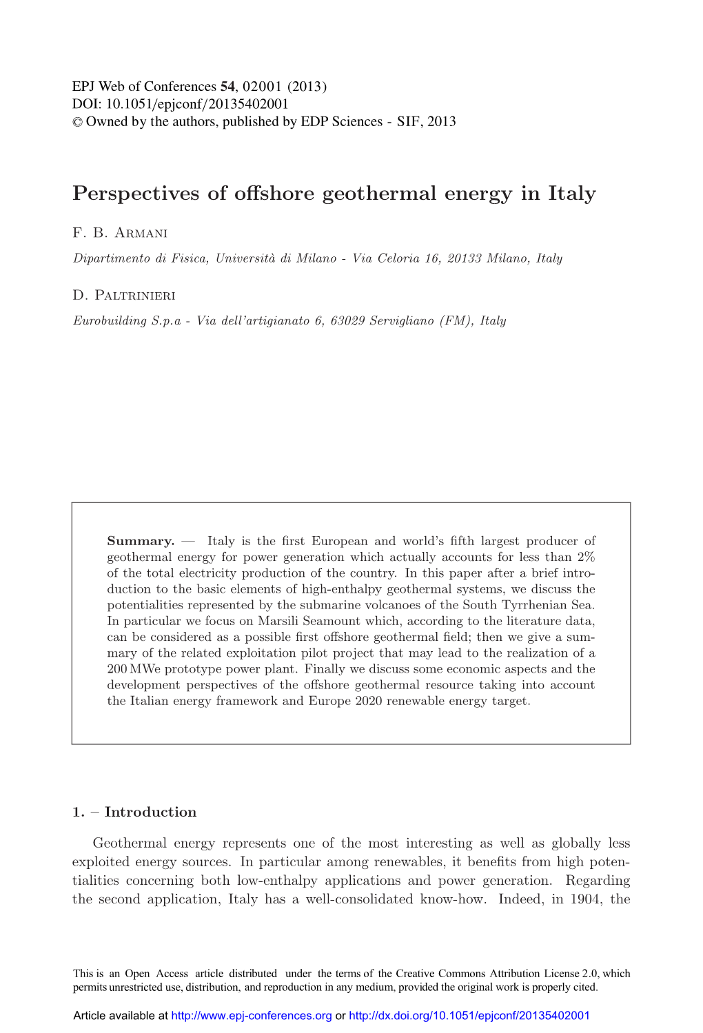 Perspectives of Offshore Geothermal Energy in Italy
