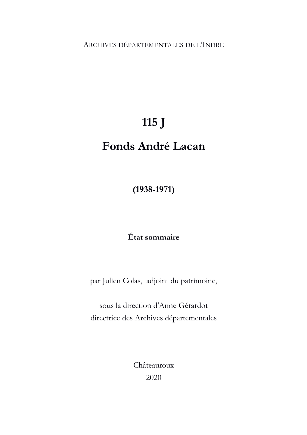 115 J Fonds André Lacan