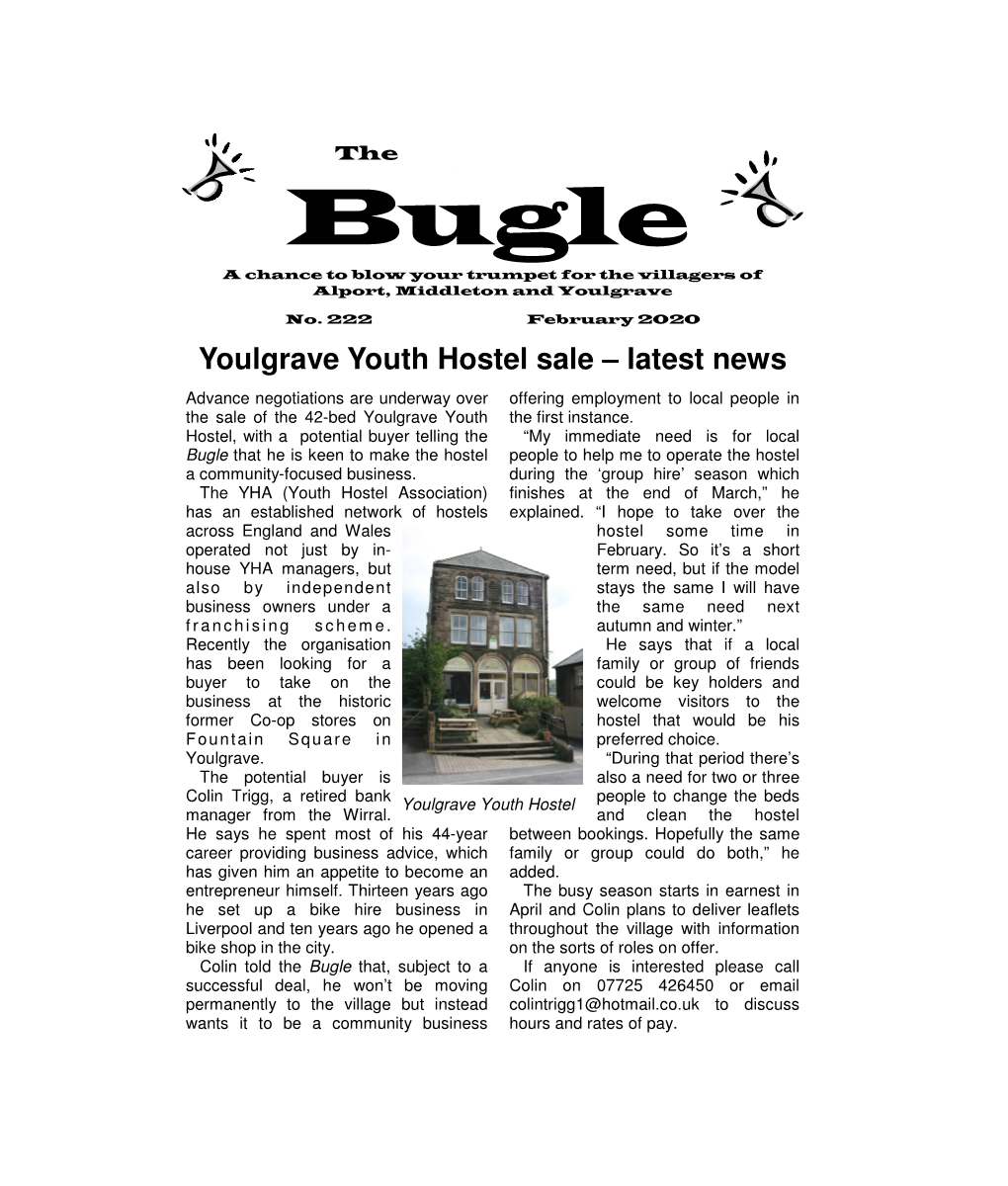 Youlgrave Youth Hostel Sale – Latest News