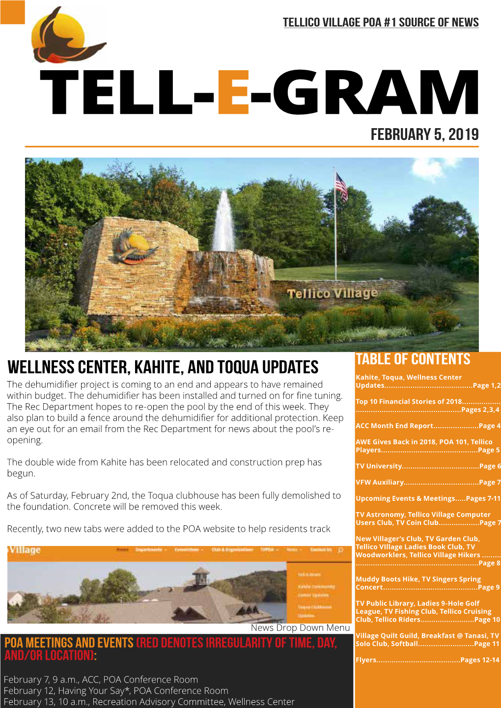 Wellness Center, Kahite, and Toqua Updates