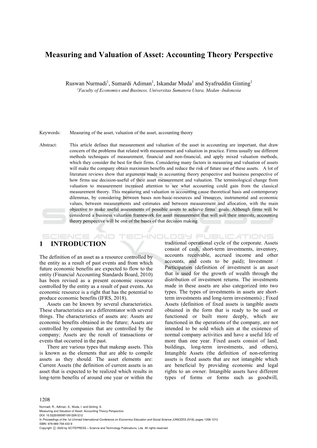 Measuring and Valuation of Asset: Accounting Theory Perspective