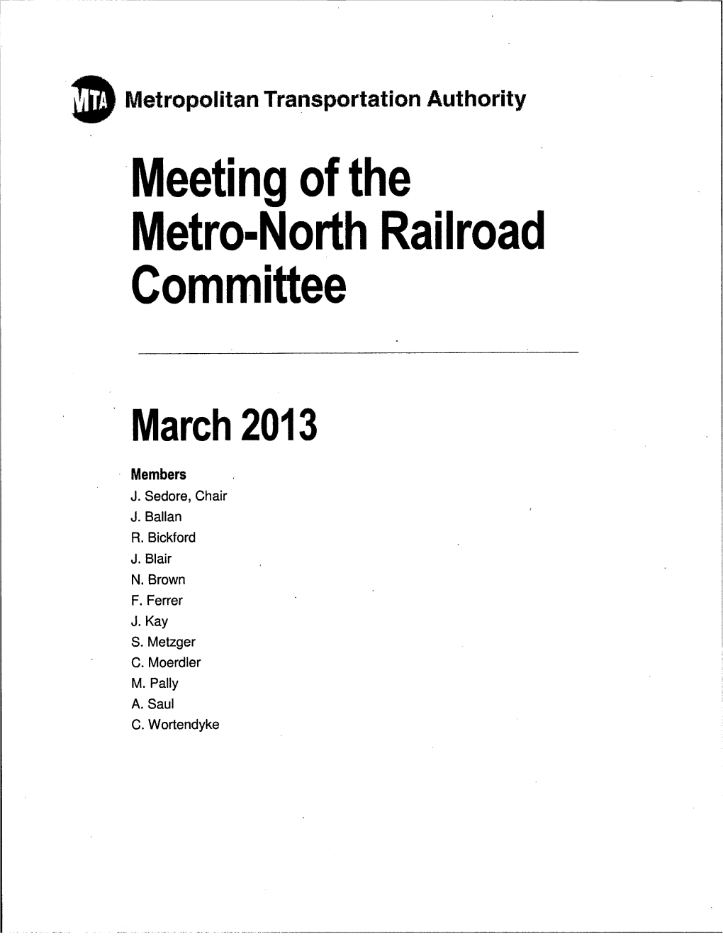 ·Meeting of the Metro-North Railroad Committee