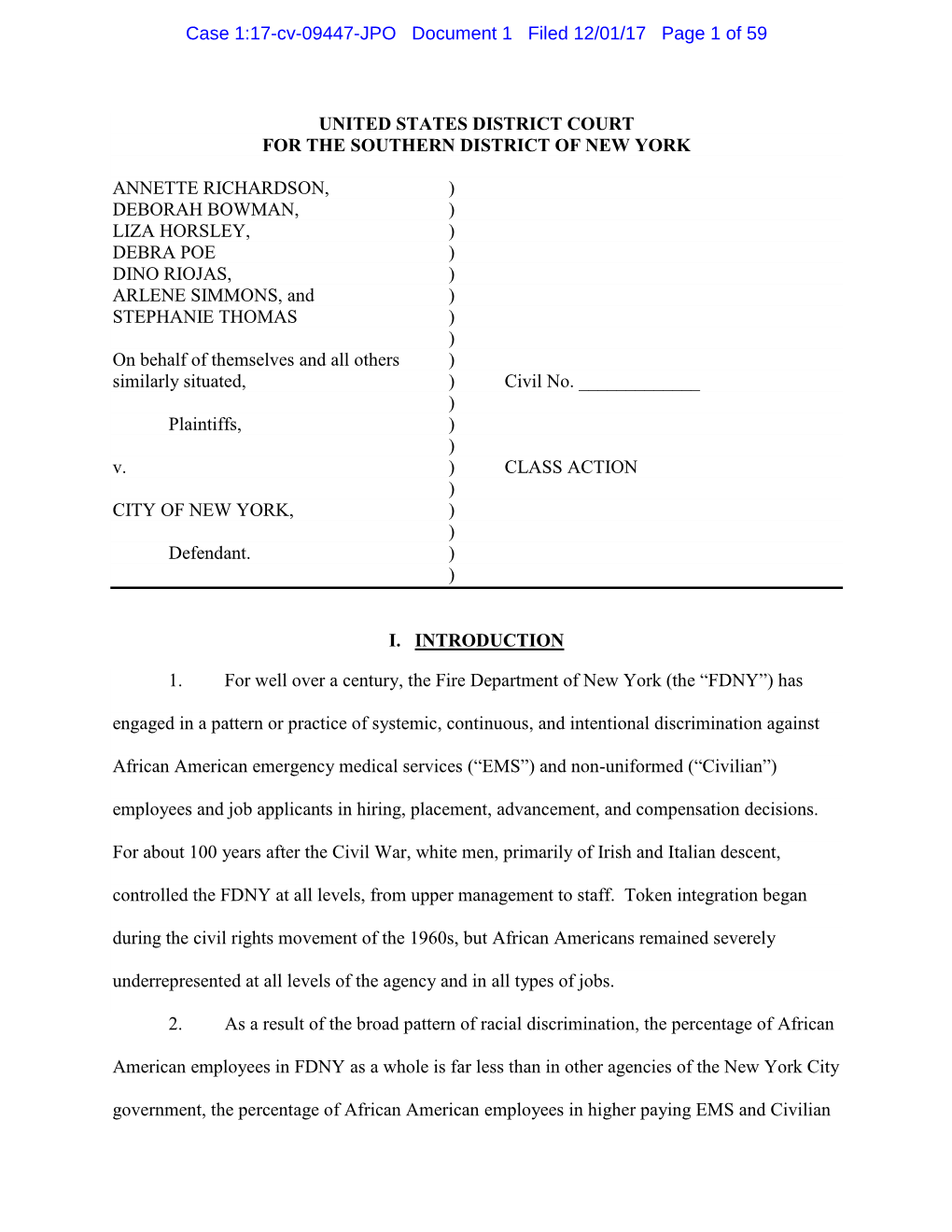 Case 1:17-Cv-09447-JPO Document 1 Filed 12/01/17 Page 1 of 59