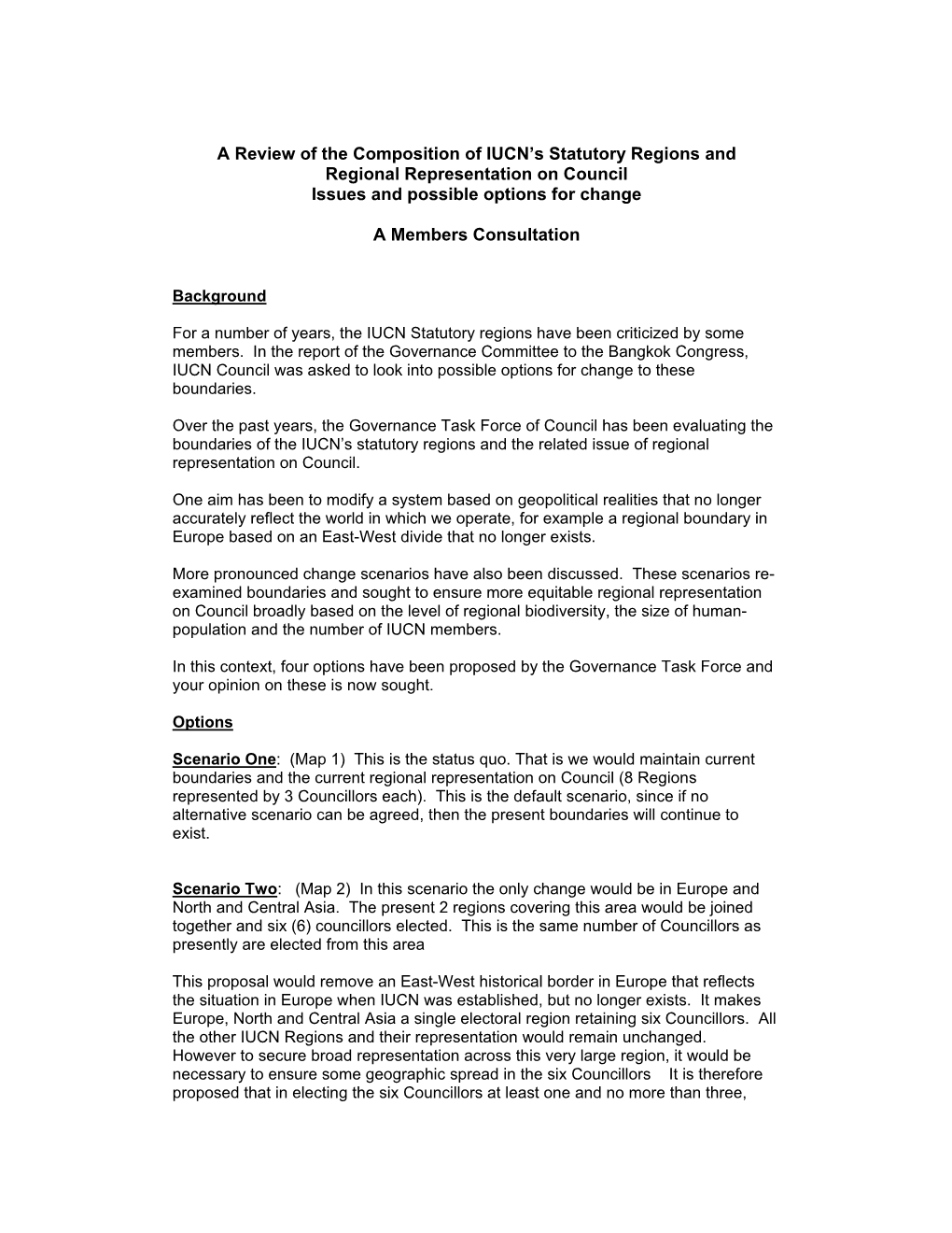 A Review of the Composition of IUCN's Statutory Regions And