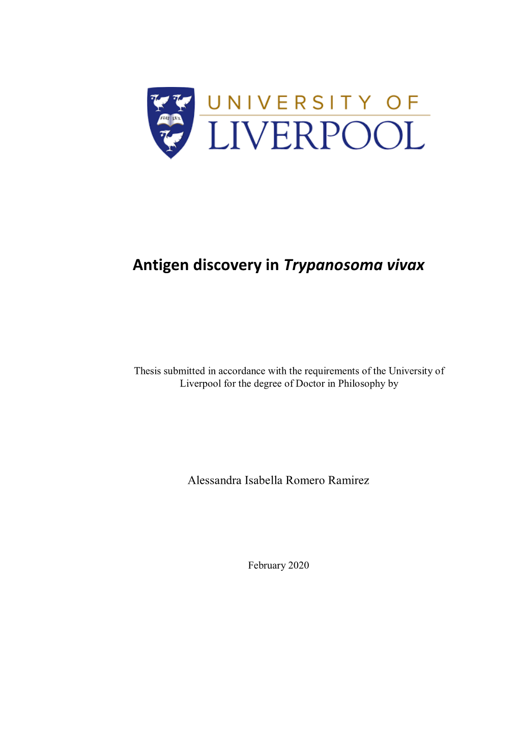 Antigen Discovery in Trypanosoma Vivax