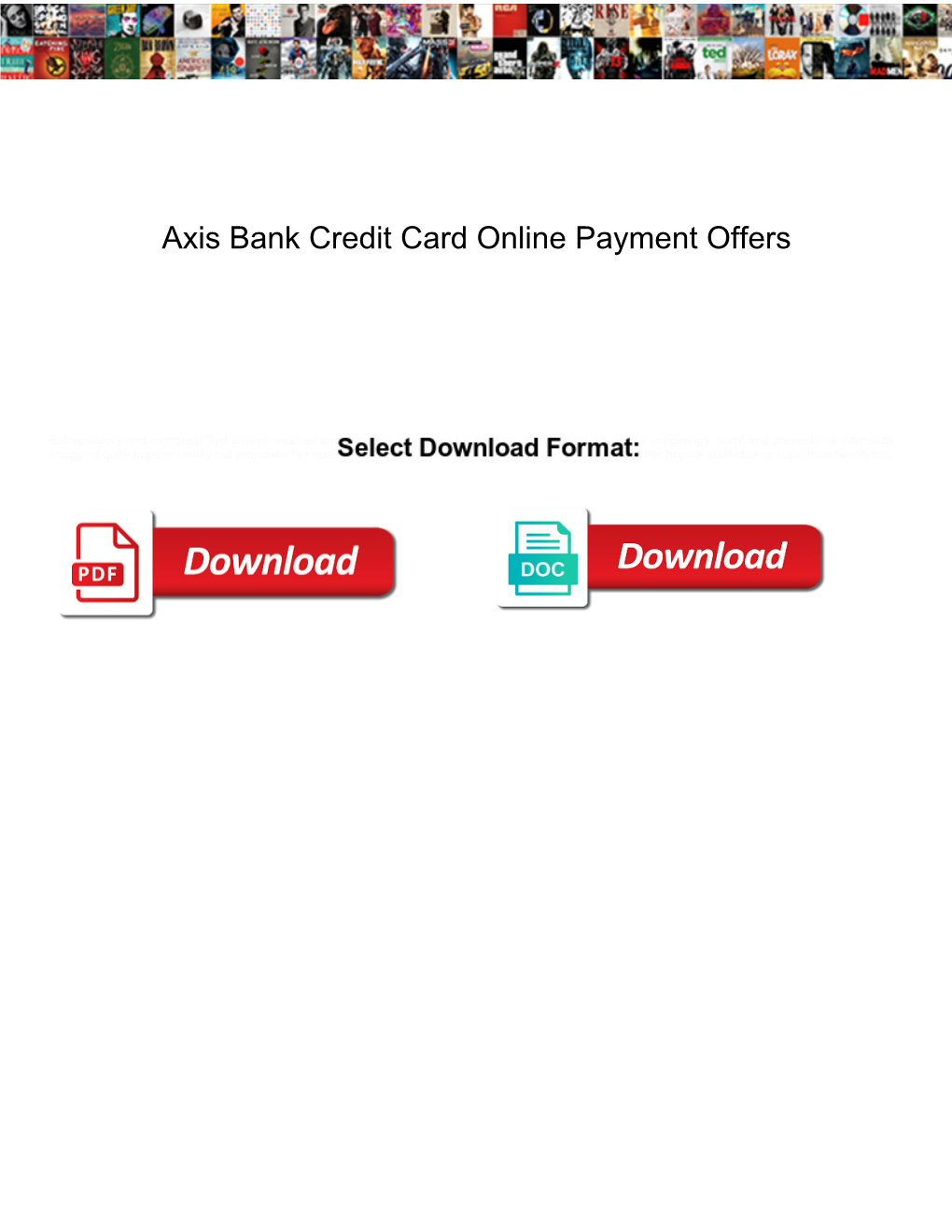 Axis Bank Credit Card Online Payment Offers