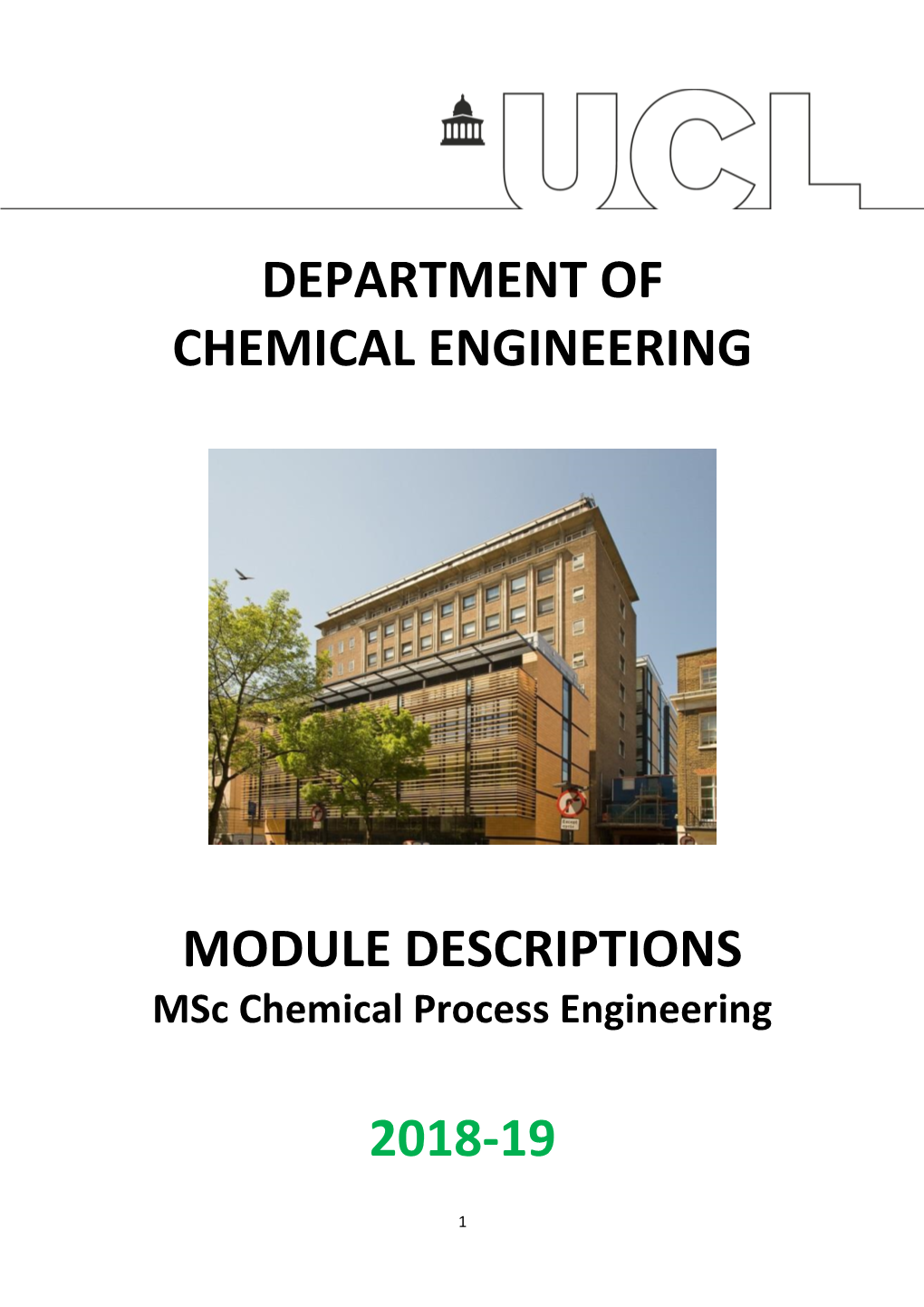 Department of Chemical Engineering Module Descriptions