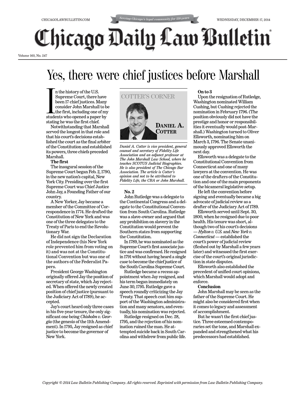 Yes, There Were Chief Justices Before Marshall