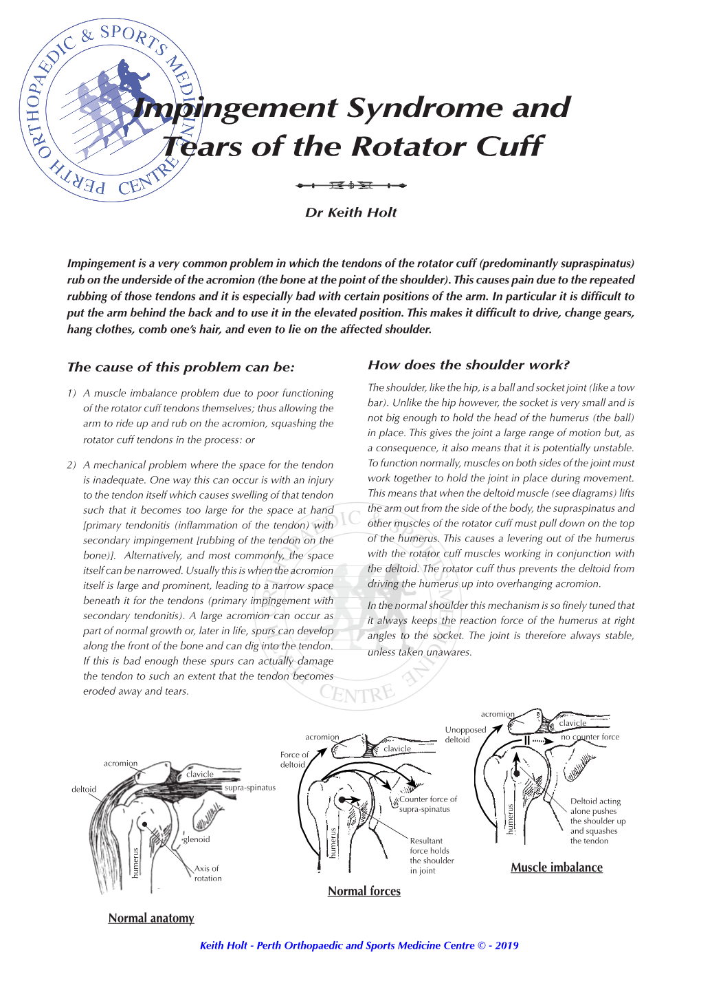 Impingement Syndrome and Tears of the Rotator Cuff